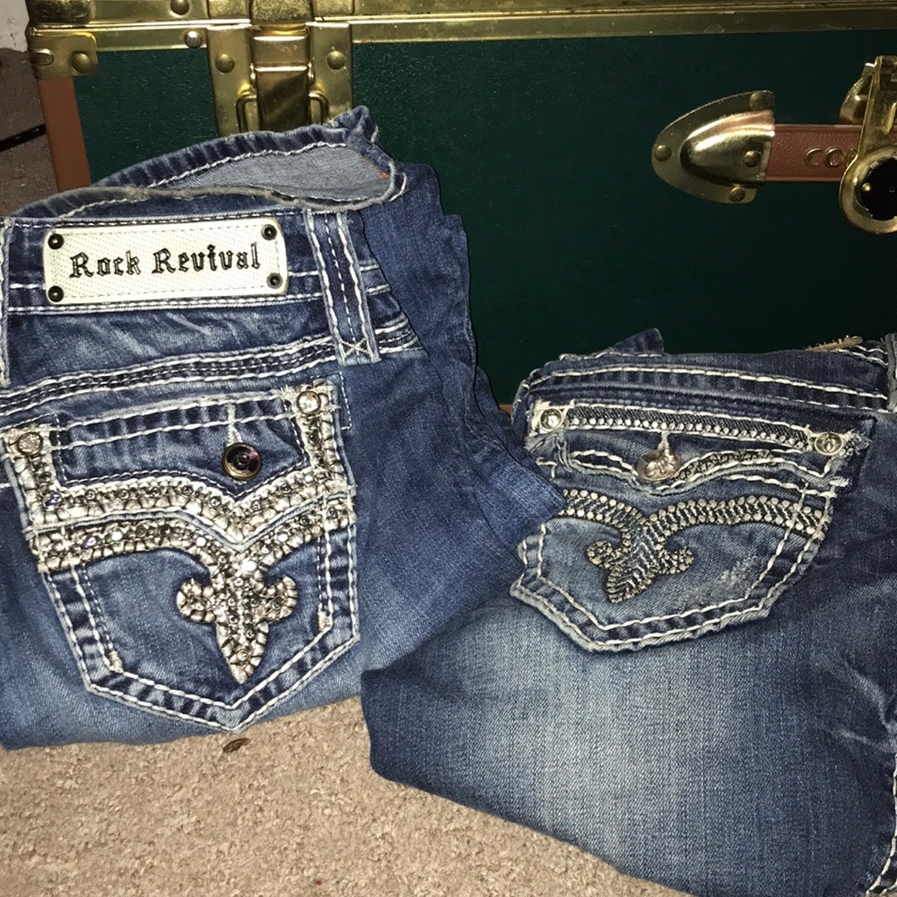 2 boot cut rock revival jeans